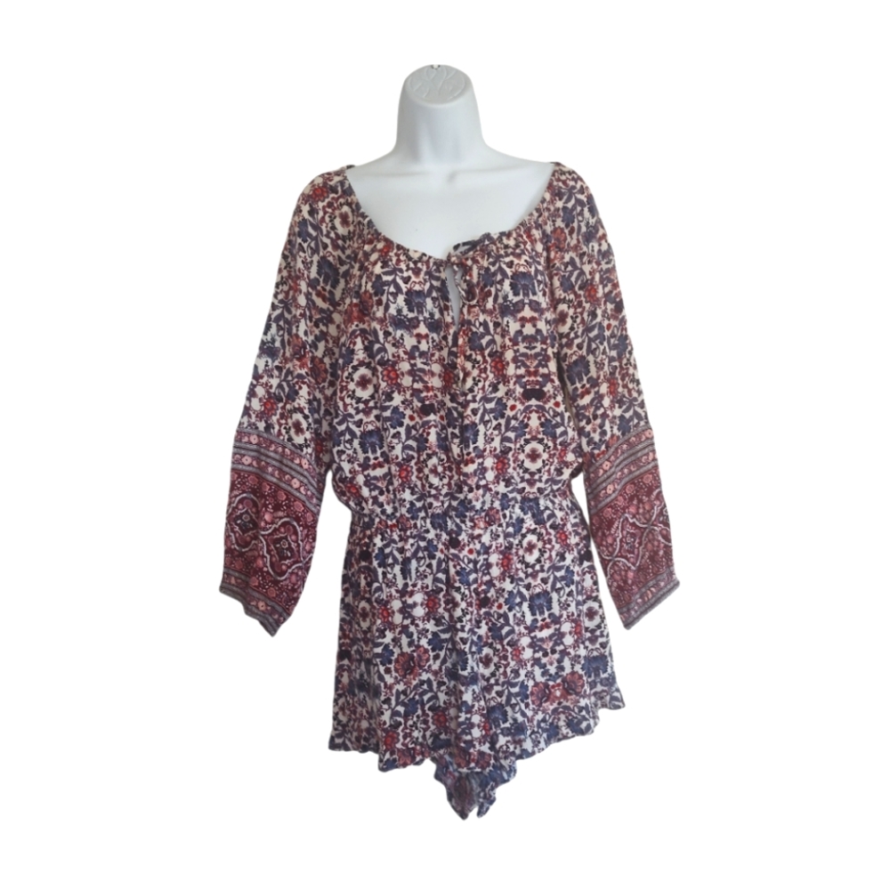 American Eagle Outfitters, Floral Boho 3/4 Sleeve  Romper Women's Size Med